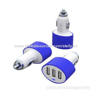 OEM Multicolor Three USB Output 5.0V 4.2A or 5.2A In-car Chargers with High-glossy Shell